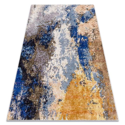 80x150 Cm Tapis Lavable Miro 51774.802 Abstraction Antidérapant - Bleu / Beige
