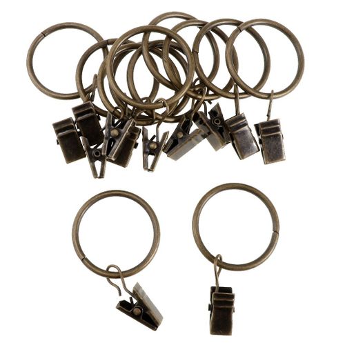 12 Pièces Plaqué Métal Rideaux Draperie Anneaux Avec Clips, 25mm / 32mm Dia