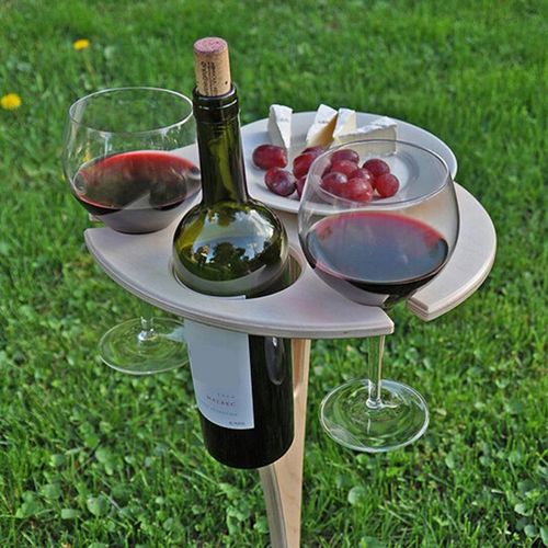 Table De Pique-Nique En Bois, Meuble De Jardin Rond Pliable Et Portable