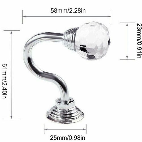 Crochets De Rideau Boule De Cristal, 2 Pièces, Attache Murale, Support De Rangement, Support De Suspension, Accessoires, Décoration De La Maison