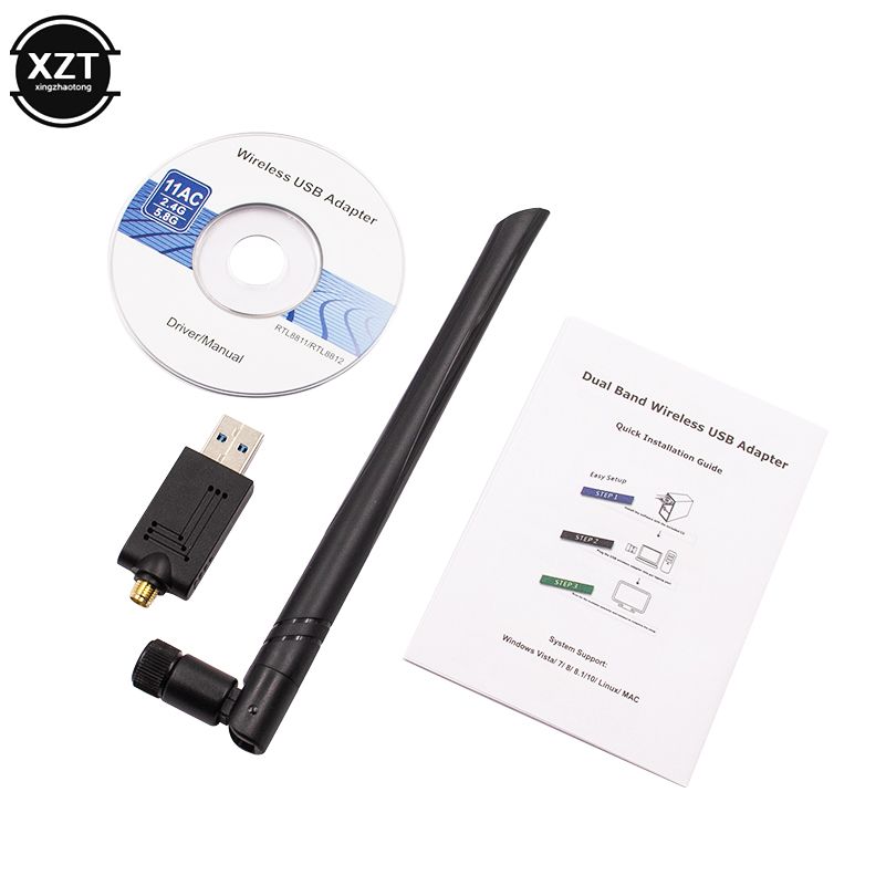 Adaptateur WiFi USB, Adaptateur Réseau sans Fil pour Ordinateur Portable de  Bureau Dongle Wi-Fi Double Bande 1200 Mbps 2,4 Ghz/5 Ghz avec Antenne