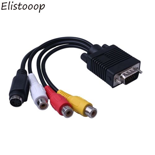 Adaptateur de sortie AV TV Composite VGA mâle vers s-vidéo, 3 Jack RCA femelle, convertisseur de câble vidéo pour ordinateur portable, HDTV, 5 pièces