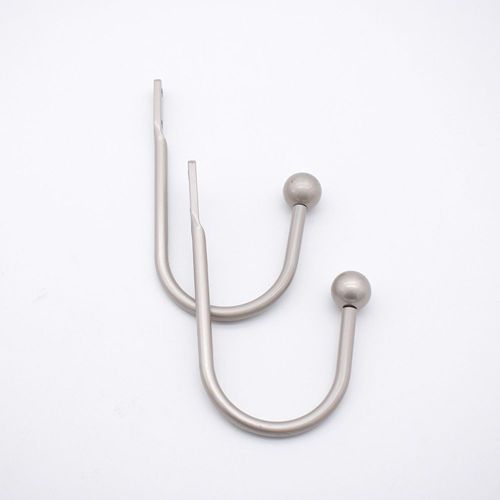 Crochet De Rideau En Métal, 2 Pièces, Support De Rideau En Alliage De Zinc Argent Brossé, Crochet Boucle Clip, Accessoire Pour La Maison