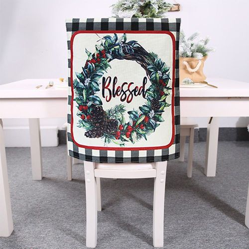 Housse De Chaise Pour Noël, 55x45cm, Décoration De Noël, Couronne En Polyester, Flambant Neuf