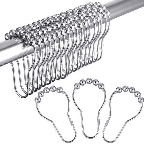 Anneau De Rideau De Douche À Roulettes, 12 Pièces, Anneaux Métalliques Coulissants, Pour Salle De Bain, Pour Fenêtre De Maison