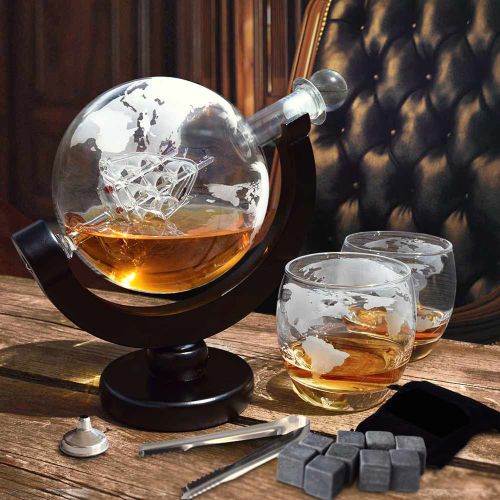 Carafe À Whisky Globe De 850ml, Ensemble De Verres À Vin, En Cristal, Carte Du Monde, Distributeur De Liqueur Pour Vodka, Cadeau De Banquet Pour Hommes Et Femmes