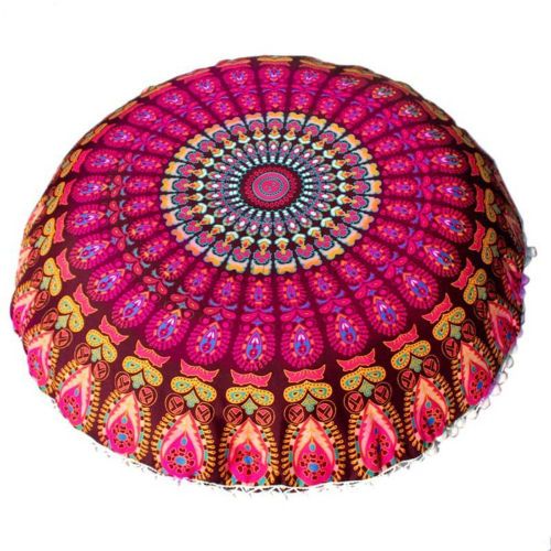 Housse De Coussin Ronde Mandala, Taie D'oreiller Bohème De 43cm, Pour La Maison, L'hôtel, Imprimée De Fleurs