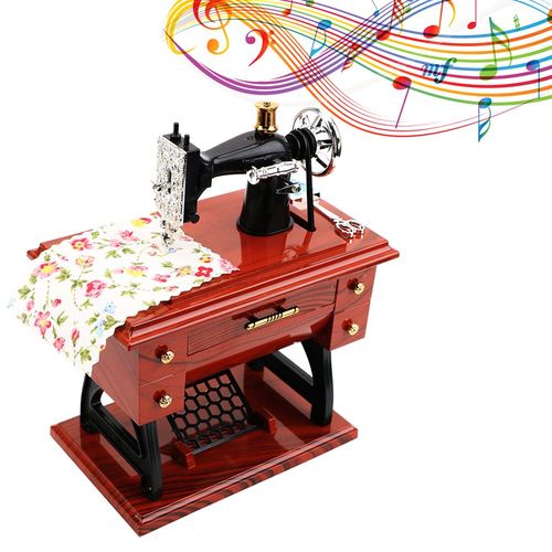 Boîte À Musique Vintage Avec Manivelle, Cadeau De Noël, Nouvel An, Anniversaire, Mini Machine À Coudre, Style Boîte À Musique, Décoration De Maison