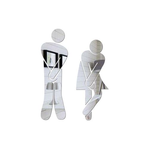Autocollant mural amovible pour salle de bain, joli, pour homme et femme, pour toilette, WC, décor de famille, miroir, pour la maison, fournitures de salle de bain, DIY bricolage