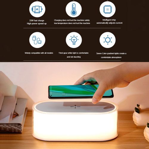 Lampe Rgb À Chargeur Sans Fil 15w, 3 Vitesses Réglables, Lumière D'ambiance Changeante, Décoration De Fête