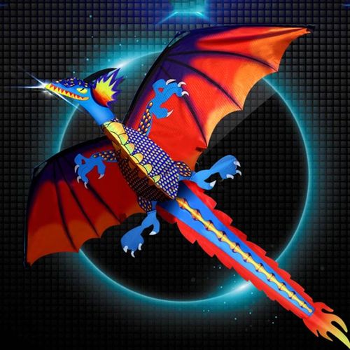 Cerf-Volant Dragon 3d Avec Queue Pour Adultes, Volant En Plein Air, Ligne De 100m