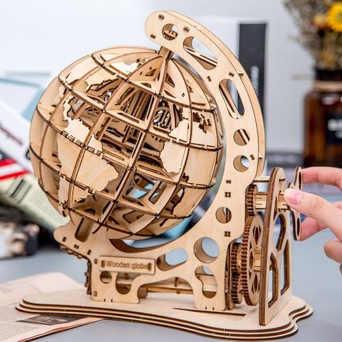 Globe Rotatif 3d En Bois, 147 Pièces, Puzzle Découpé Au Laser, Jeu D'Assemblage, Jouet, Cadeau Pour Enfants, Adolescents Et Adultes