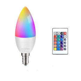 Ampoule De Bougie Led Intelligente E14/E122/B22, Lampe À Bougie D'intérieur Avec Signe Néon Rgbw, Télécommande, Lampe À Bande Réglable, Éclairage De Maison 1 Pièce