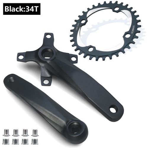 Pédalier À Trous Carrés Pour Vélo,152/165/170mm,104bcd 30/32t/34t/36t/38t/40t/42t,Pignon Étroit Et Large - Type 34t Black Crankset-152mm