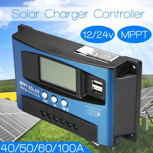 Contrôleur de Charge MPPT pour panneaux solaires, 12V/24V, 30/40/50/60/100A, régulateur automatique de Charge avec écran LCD et double port USB