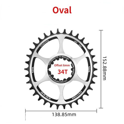 Vxm-Pignon De Plateau De Vélo Nar,Décalage De Plateau,3mm,6mm,32t,34t,36t,S233,Gxp Xx1,Eagle X01,Gx Bronch1400,X0,X9,S1400,Vtt - Type Offset 6mm 34t Oval