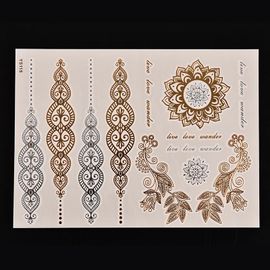 Autocollants De Tatouage Temporaire En Métal, Pétales Imperméables, Peinture Corporelle, Henné Arabe, Paillettes, Vente En Gros 