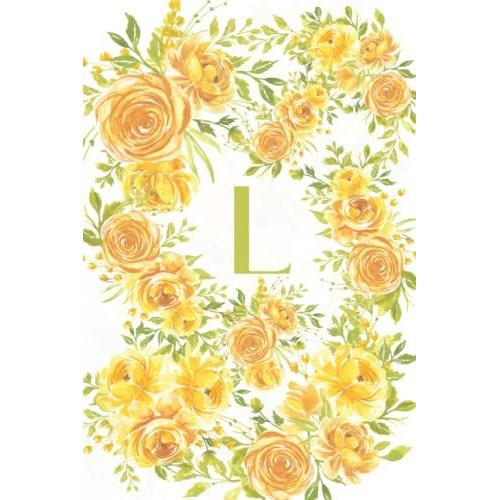 L: Floral Initial Monogram 6"X9" Blank Lined Notebook/Journal