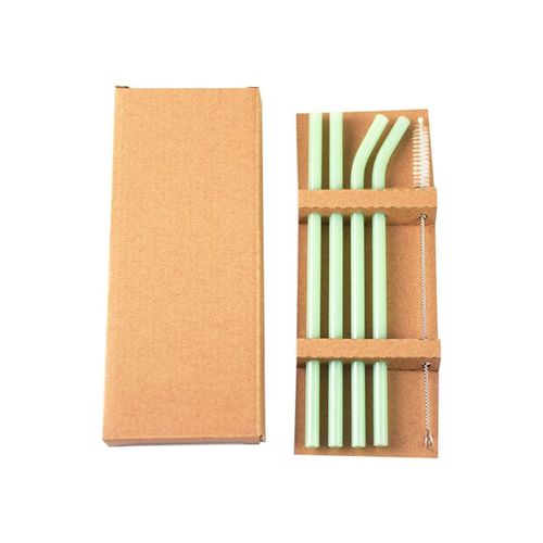 Pailles en verre à haute teneur en Borosilicate, écologique, pour boissons, Smoothie, Milkshakes, accessoires de Bar, 4 pièces