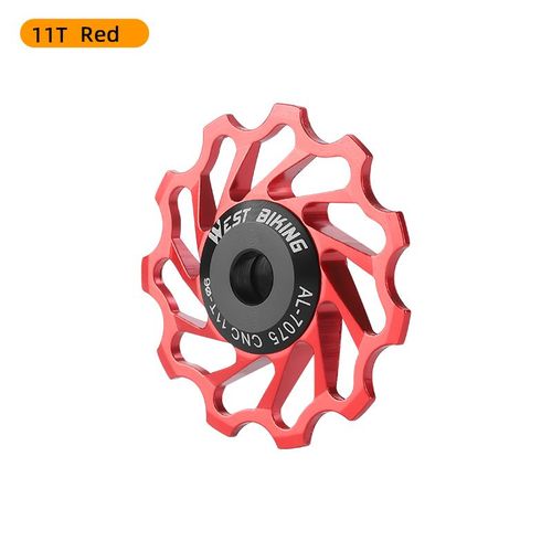 West Biking-Roue De Guidage Arrière De Vélo,Dérailleur De Vélo De Route Vtt,Poulie Cnc,Roulement En Céramique,Transmission De Vélo Légère,11t,13t - Type 11t Red