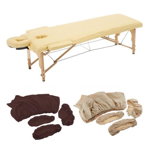 Ensemble De 2 Feuilles De Table De Massage En Coton Jaune + Café, Housse D'oreiller Pour Le Visage Et Les Mains 