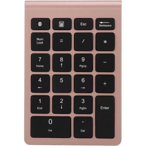 Pave Numerique Sans Fil Bt304-Ergonomique,Ultra-Fin,Compatible Bluetooth 5.0 Pour Android,Windows,Mac Os-22 Touches(Or Rose)