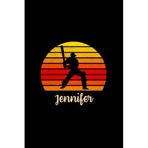 Jennifer Name Gift Personalized Cricket Notebook Planner, Daily Journal For Sport Lovers: Budget, Mom, Teacher, 5.24 X 22.86 Cm, 6x9 Inch, Daily, Over 110 Pages, Budget Tracker, Cute, A5
