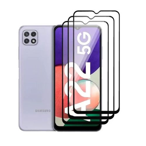 Hqselection® Lot De 3 Verres Trempés Pour Samsung Galaxy A22 5g (Non Pour Samsung A22 4g) .Film De Protection D'écran Couverture Complète Noir - Anti Rayures - Ultra Résistant Dureté 9h