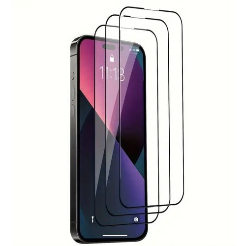 Hqselection® Lot De 3 Verres Trempés Pour Iphone 15 (6,1"") .Film De Protection D'écran Couverture Complète Noir - Anti Rayures - Ultra Résistant Dureté 9h