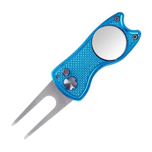 2 Bleu Outil De Réparation De Divot De Golf Fourchette De Golf 2 Pièces Golf Divot Tool Pour Accessoires De D'entraînement De Golfeur + 2pcs Bouton