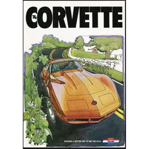 Plaque Chevrolet Corvette Orange 43x30cm Tole Metal Garage