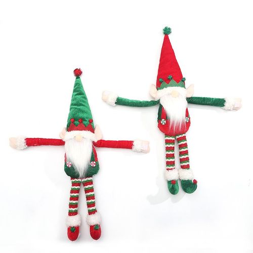 2 Pcs Décorations De Noël Elfes Couples Rideaux Bras Rudolph Poupée Bonhomme Rideaux Boucles Festival Scène De Fenêtre Arrangement