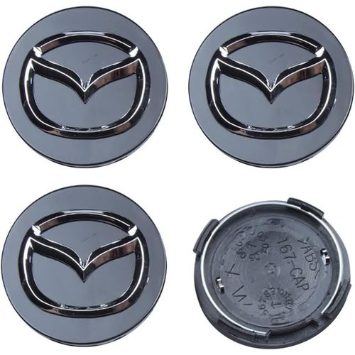 4pcs Capuchons De Centre De Roue Pour Mazda, 56mm / 2.2 Capuchons De Moyeu De Roue De Voiture Abs Jante Center Hub Cover Noir