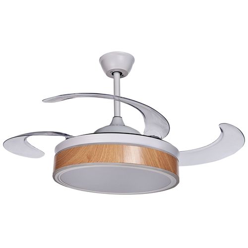 Ventilateur De Plafond À Lames Rétractables Avec Lumière Blanc Fremont