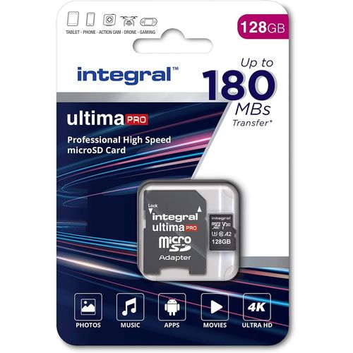 128GB Carte Micro SD 4K Vidéo Vitesse de Lecture 180MB/s et Vitesse d'Ecriture 150MB/s MicroSDXC A2 C10 U3 UHS-I 180-V30 Notre Carte Mémoire Micro SD Haute Vitesse la Plus Rapide