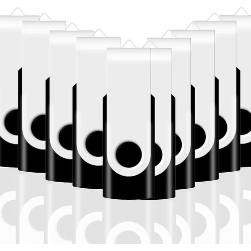 16 Go USB Flash Drive 10 pcs Memory Stick 2.0 Boîtier en métal 360 degrés rotatif 16 Go Flash Drive Stockage de données U Disk Set Thumb Drive Compatibilité Ordinateur portable/PC/TV/Auto Radio, Noir