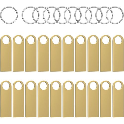 Lot de 20 mini clés USB 16 Go étanches 16 Go en métal pour ordinateur portable, ordinateur, TV, voiture