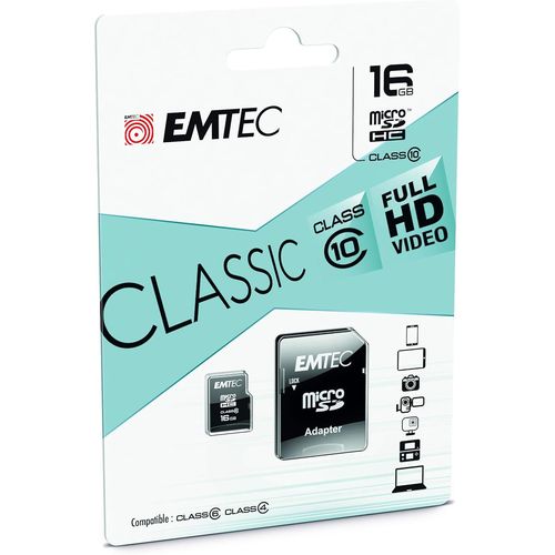 Emtec ECMSDM16GHC10CG - Carte microSD - Classe 10 - Collection Classic - 16 Gb