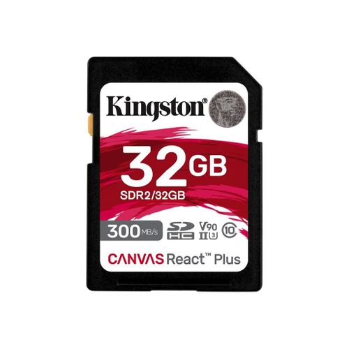 Kingston Canvas React Plus - Carte mémoire flash - 32 Go - Video Class V90 / UHS-II U3 / Class10 - SDXC UHS-II
