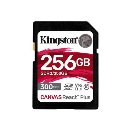 Kingston Canvas React Plus - Carte mémoire flash - 256 Go - Video Class V90 / UHS-II U3 / Class10 - SDXC UHS-II