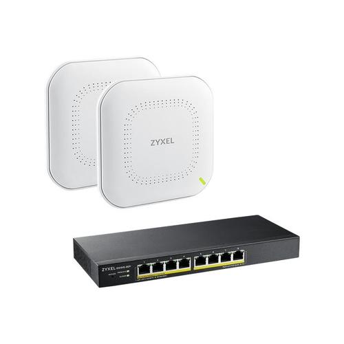 Zyxel GS1915 Netzwerk Starter Kit GS1915-8EP 1x + NWA90 2x - Starter Kit - commutateur - 2x 6 points d'accès WiFi & commutateur intelligent PoE 8 ports [NWA90AX & GS1915-8EP] - intelligent - 8 x...