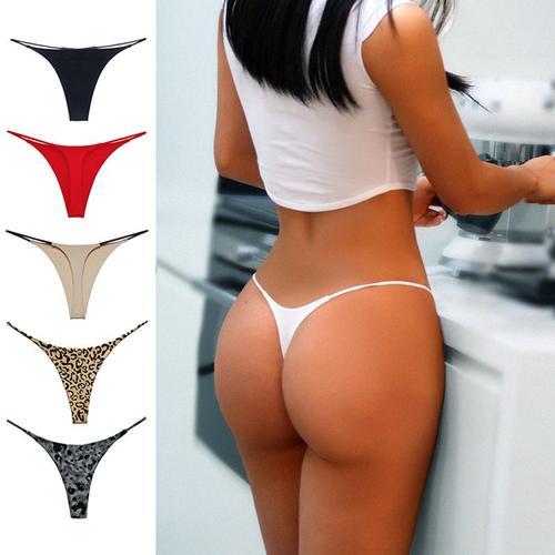 Sexy?M? Sous-Vêtements Pour Femmes String Taille Basse G-String Culotte 5-Pack Taille Basse T Back String Sous-Vêtements Cadeau Pour Les Femmes