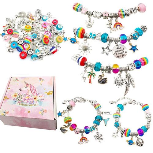 88 Pièces Bijoux À Bricoler Soi-Même Cheveux Serpent Chaîne Cristal Taillé Grand Trou Perle Couronne Alliage Bracelet Fixe Couleur Correspondant Ensemble