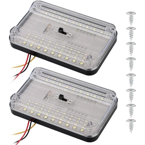 2-Pack Dc 12v 36 Led Voiture Camion Véhicule Auto Dôme Toit Plafond Intérieur Lumière Lampe Blanc Avec Interrupteur Marche/Arrêt Pour Voitures Vans Camper Vans & Taxis