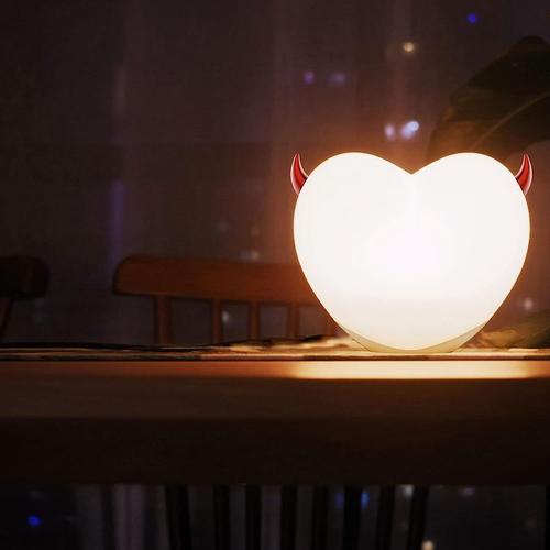 Lampe coeur du diable Lampe de nuit aile d'ange, avec capteur tactile LED 7  couleurs remplaçable portable rechargeable élastique silicone lampe de  chevet Saint Valentin anniversaire mariage cadeau d'a