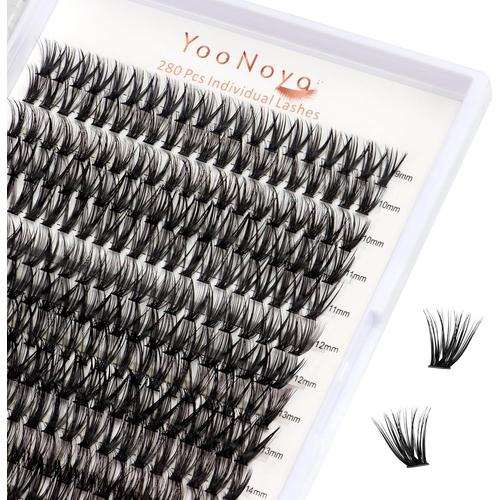 Faux Cils Individuels 280pcs Pour Individuels Extensions Diy,40d 0.07mm D Curl 9-16 Mix Volume Lash Clusters,Extensions De Cils Naturels(40d,9-16mm-Mix) 