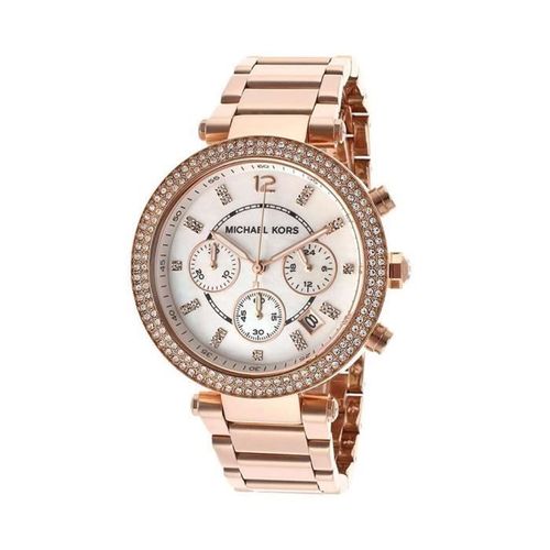 Michael Kors Montre Femme Multifonction Chronographe Date Ronde Strass Zirconium Brillant Mk5491