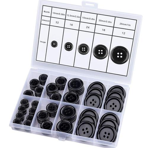 100 Pièces Bouton De Costume Noir Et Blanc En Résine Ronde Bouton De Couture Bouton-Poussoir Costume Bouton De Couture À La Main À 4 Yeux