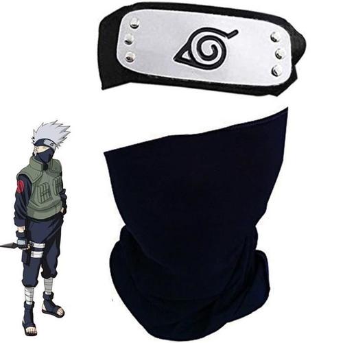 Masque Visage De Kakashi Hatake De Naruto Avec Bandeau Naruto Cosplay Bandeau Ninja Konoha Métal Déguisement