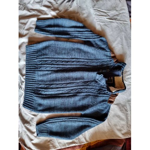 Pull Garçon 8 Ans. En Maille Bleu. Marque Palomino. Col Montant Fourré. Chaud